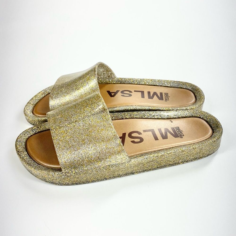 Melissa gold glitter beach slide sandal 8
